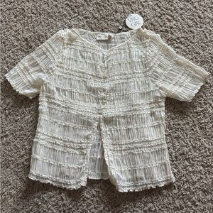 VIRG Girl White Textured Blouse